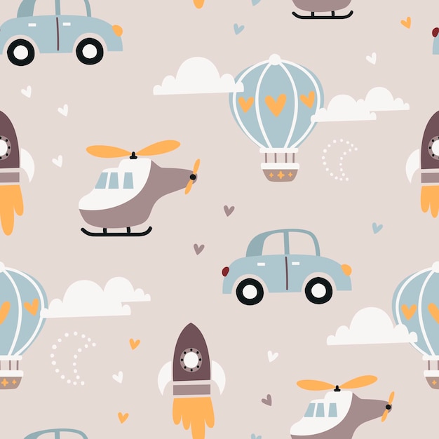 Baby seamless pattern with cars