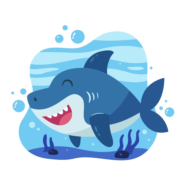 Baby shark in cartoon style concept