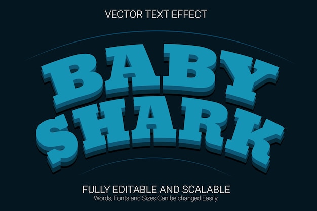 baby shark editable text effect, blue color text style