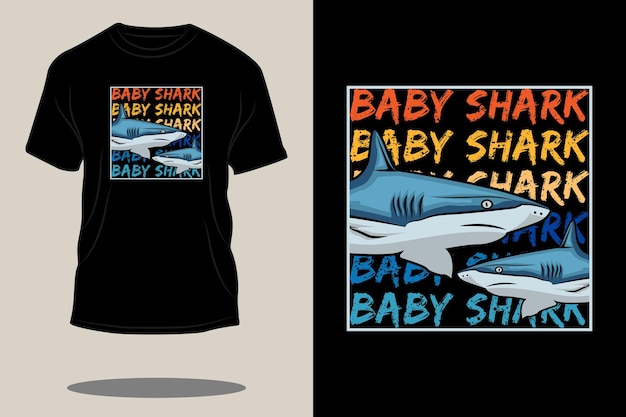 Baby shark retro t shirt design