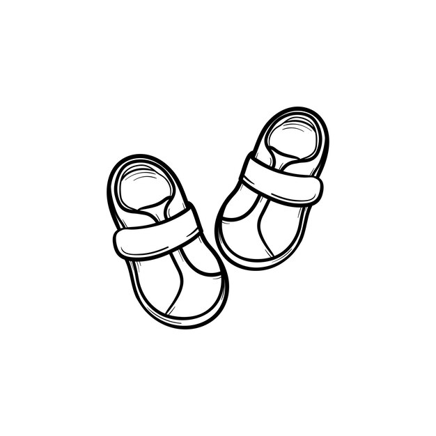 Vector baby shoes hand drawn outline doodle icon. footware, booties for infants, kids, child clothes concept. vector sketch illustration for print, web, mobile and infographics isolated on white background.