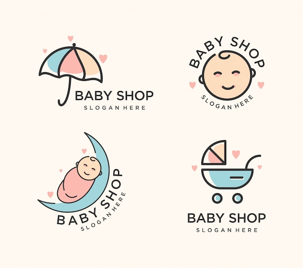 Baby shop logo set