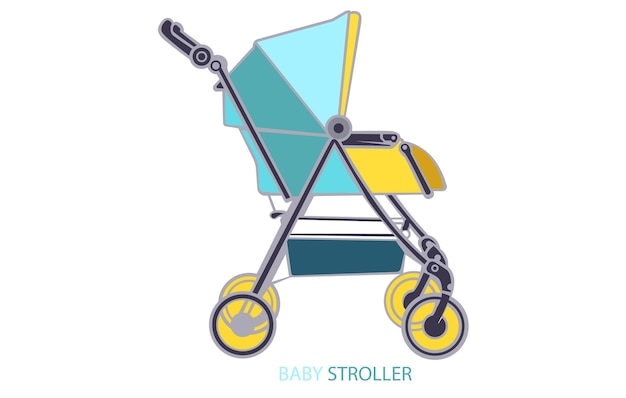 Baby shop vector illustration icon Simple kids store logo with baby carriage stroller