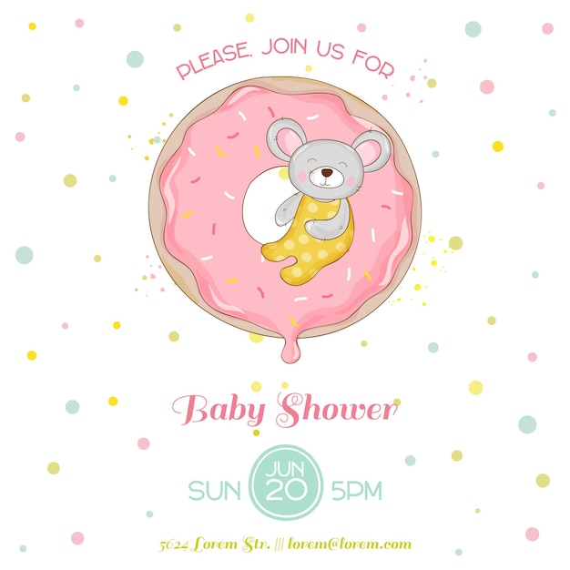 Baby Shower or Arrival Card - Baby Mouse Girl