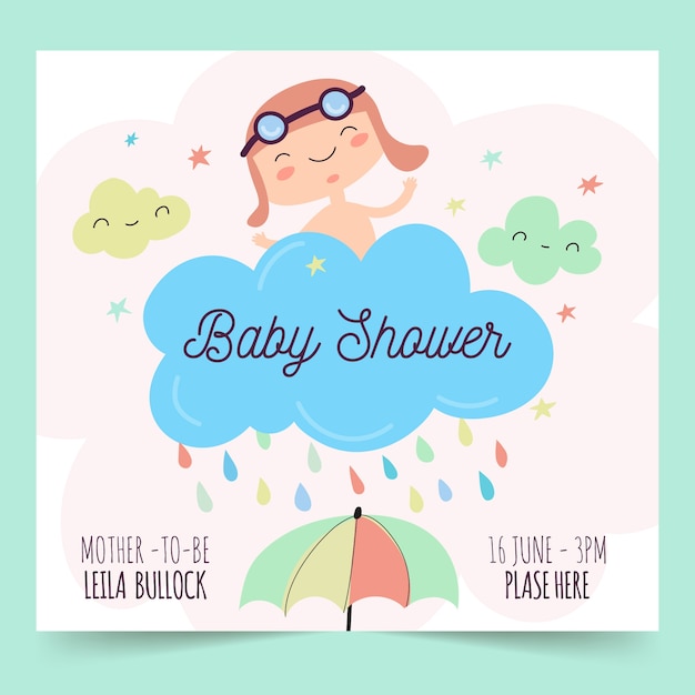 Baby shower boy invitation template