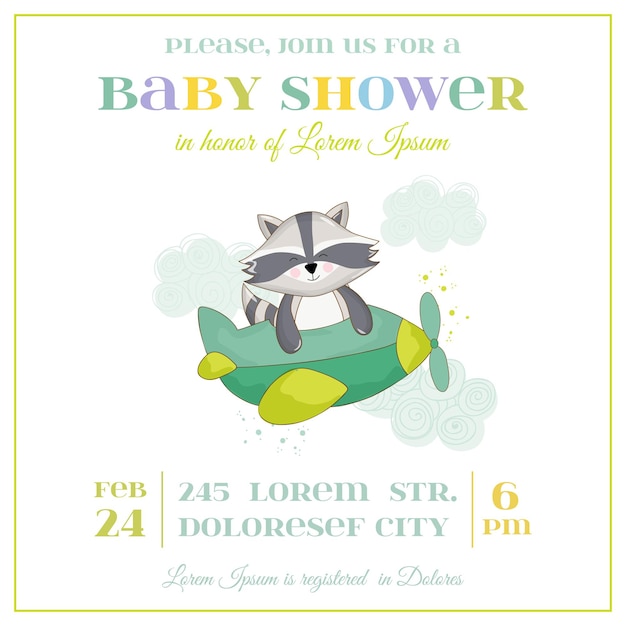 Baby Shower Card - Raccoon