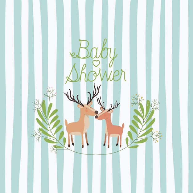 baby shower card with cute reindeer couple