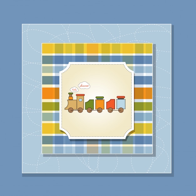 Baby  shower card with toy train