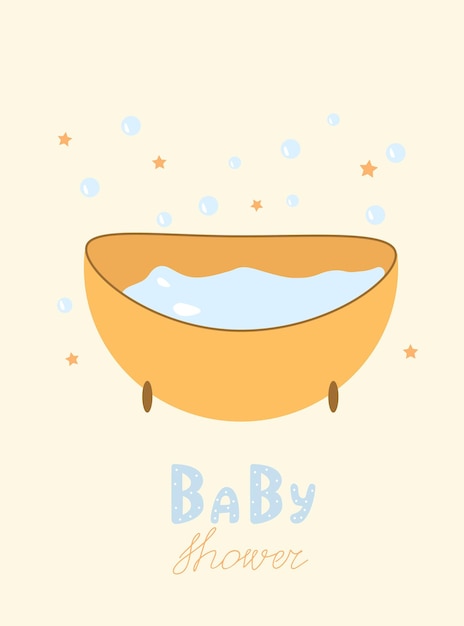 Baby shower design Cute bubble bath and baby shower hand drawn illustration