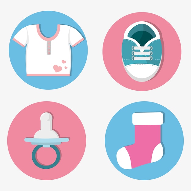 Baby shower icon set