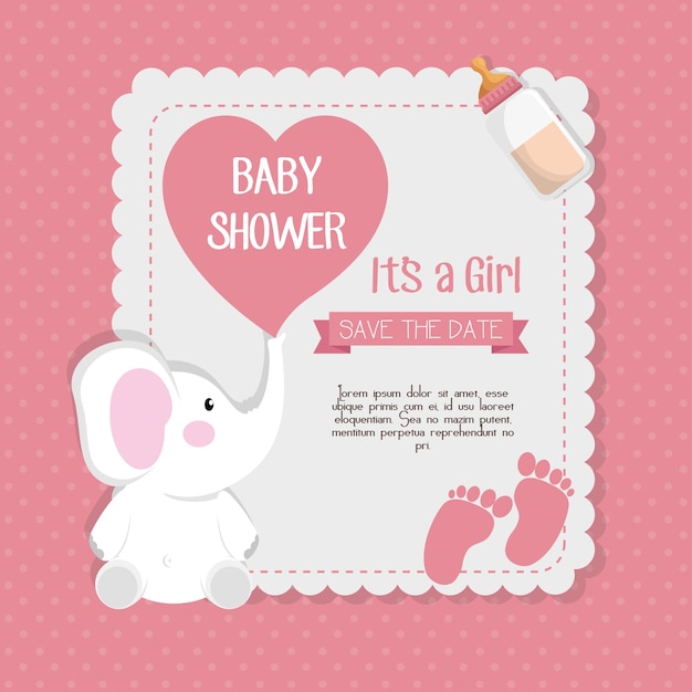 Vector baby shower invitation card vector illustration design