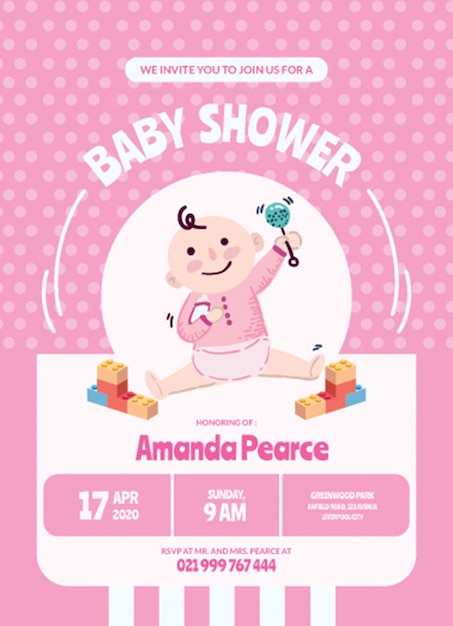 Vector baby shower invitation flyer template