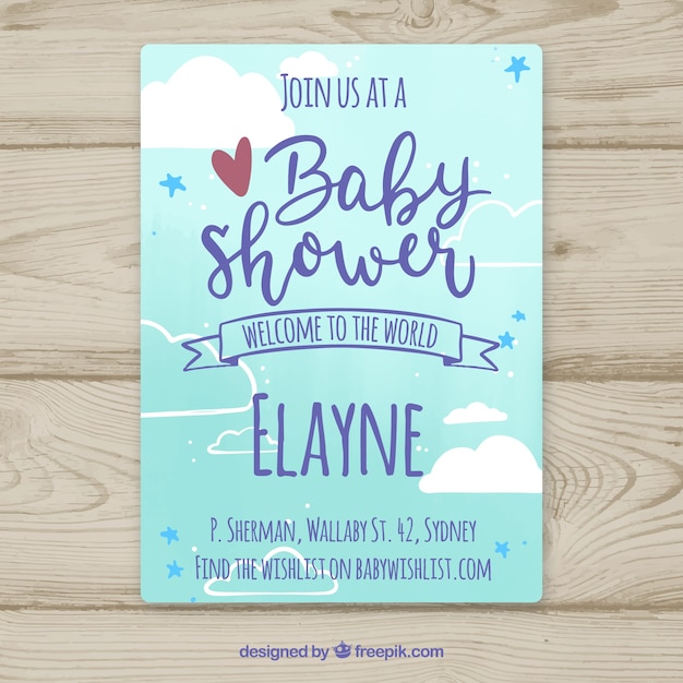 Baby shower invitation in hand drawn style