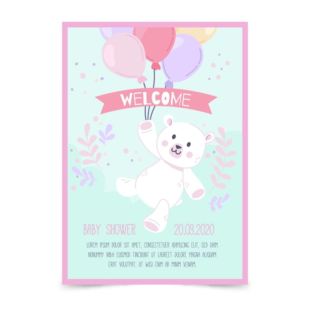 Baby shower invitation template for girl