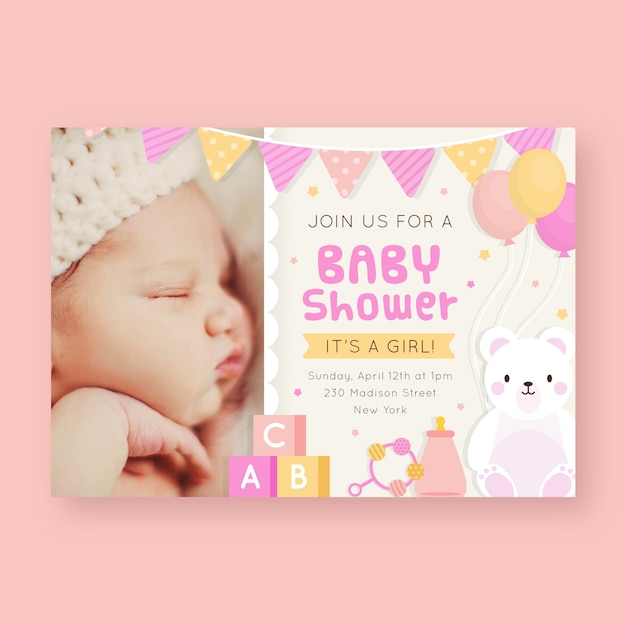 Baby shower invitation template for girl