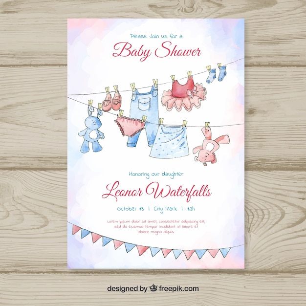 Baby shower invitation template in hand drawn style