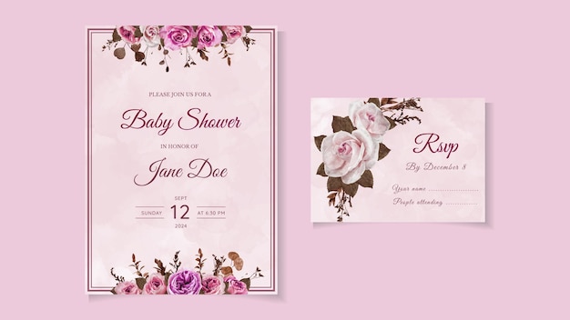 Baby Shower Invitation Template sweet floral design theme cute flower