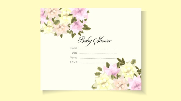 Baby Shower Invitation Template sweet floral design theme cute flower