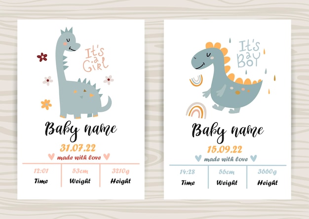 Baby shower invitation templates with cute dinosaurs