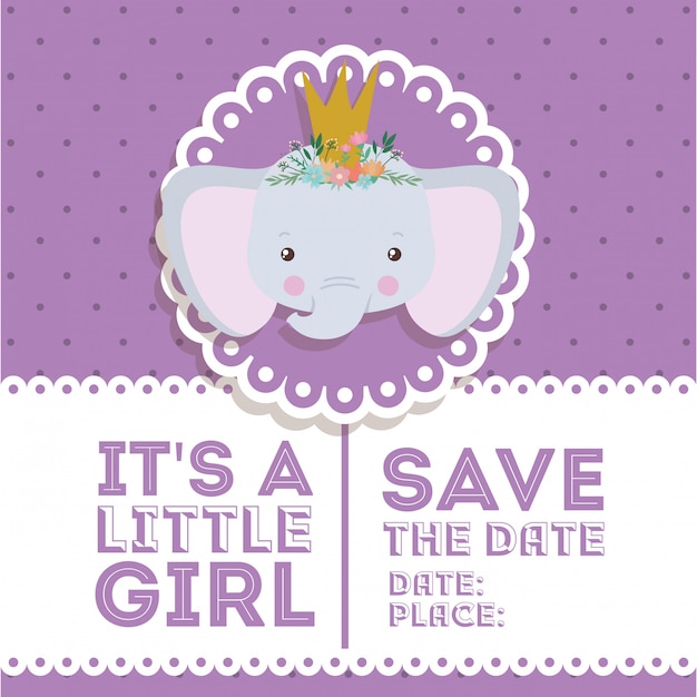 Baby shower invitation with elephant cartoon 