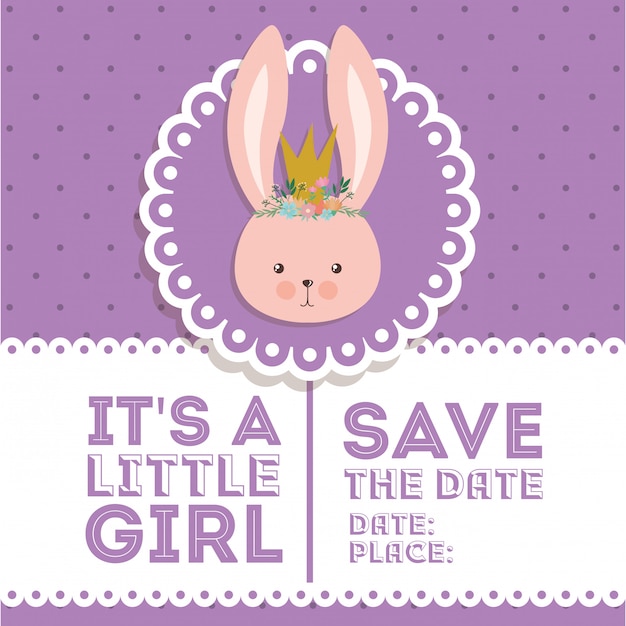 Baby shower invitation with rabbit cartoon 