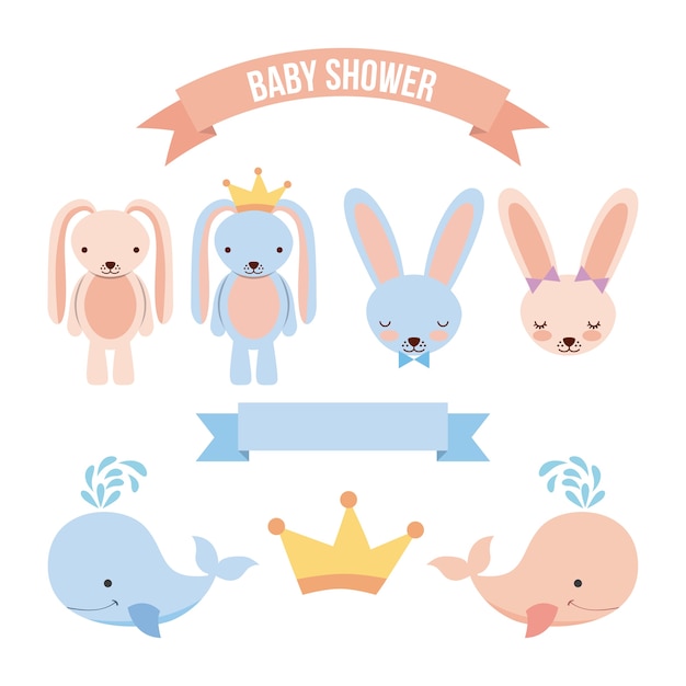 Baby shower related icons image