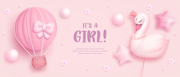 Baby shower template for girl