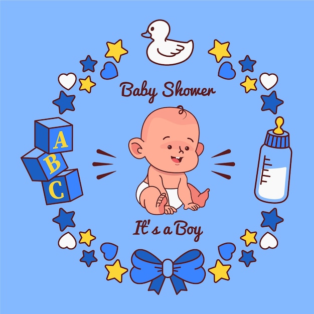 Vector baby shower with boy design