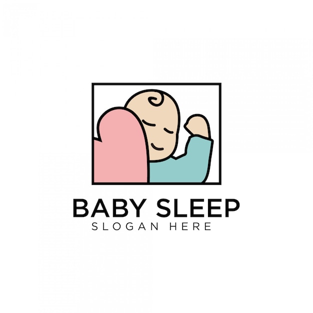 baby sleep cute modern logo design premium template stock 