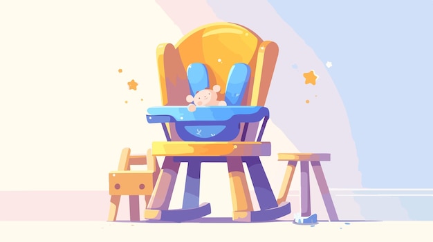 Vector a baby sleeping in a yellow chair with a star on the top