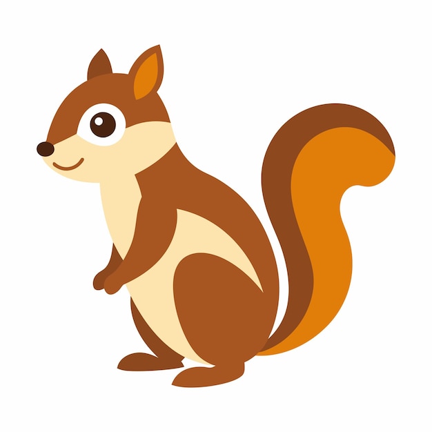 Vector baby squirrel animal flat vector illustration on white background