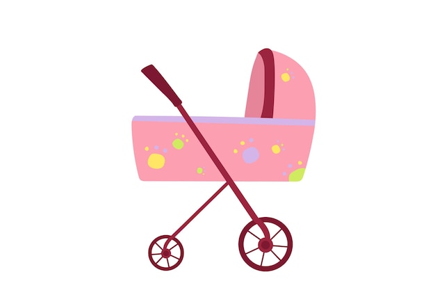 Baby stroller for babies in flat style