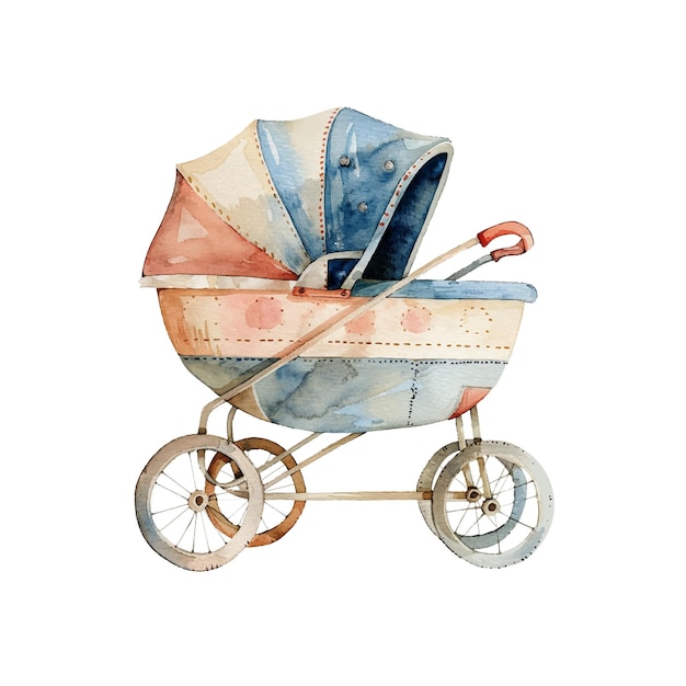 baby stroller vector illustration in watercolor style