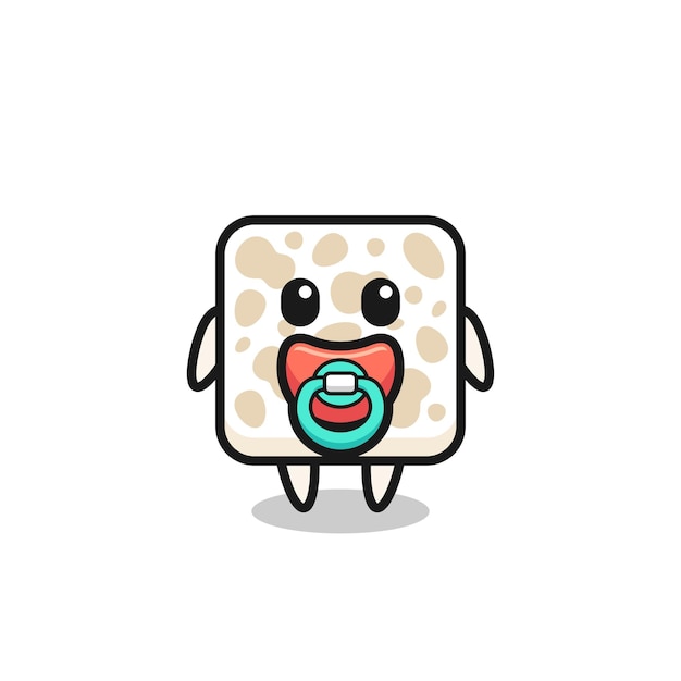 Baby tempeh cartoon character with pacifier