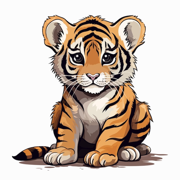 Baby tiger with a happy face and designed using a vector style