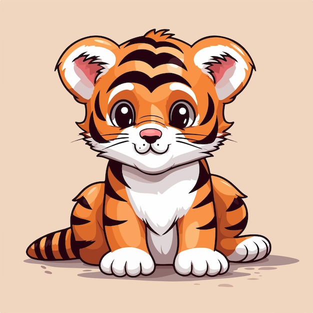 Baby tiger with a happy face and designed using a vector style