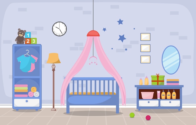 Baby Toddler Children Bedroom Interior Room Furniture