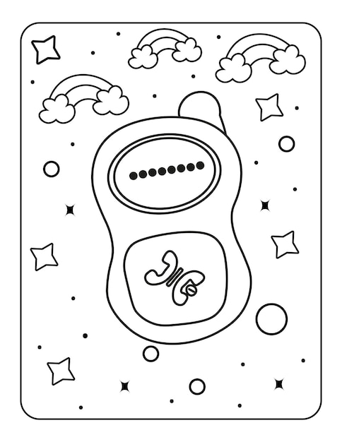 Baby toy coloring page easy illustration for coloring book