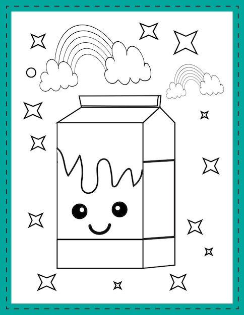 Baby toy and Kawaii coloring page for kids