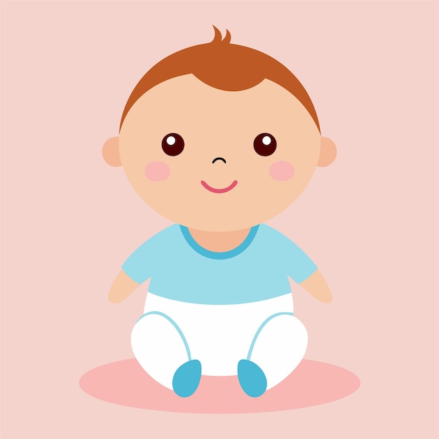 Vector a baby with a blue shirt on sitting on the floor