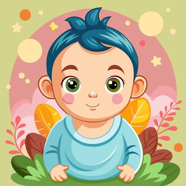 Vector a baby with a blue shirt that says quot baby quot on the bottom