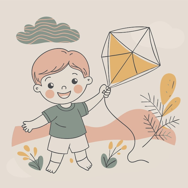 Vector a baby with a kite that says quot a quot on it