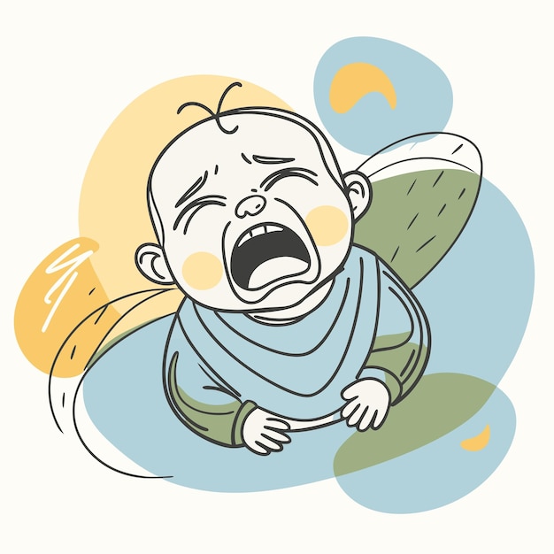 Vector a baby with a scarf that says baby crying