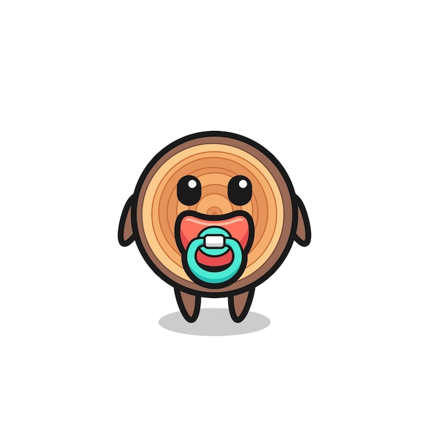 Vector baby wood grain cartoon character with pacifier