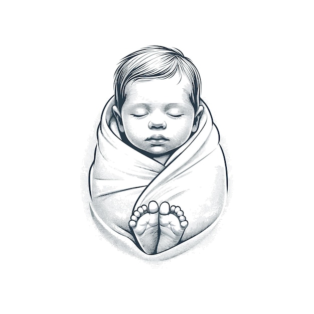 Vector a baby wrapped in a blanket innocence and sweetness sleeping of infant baby