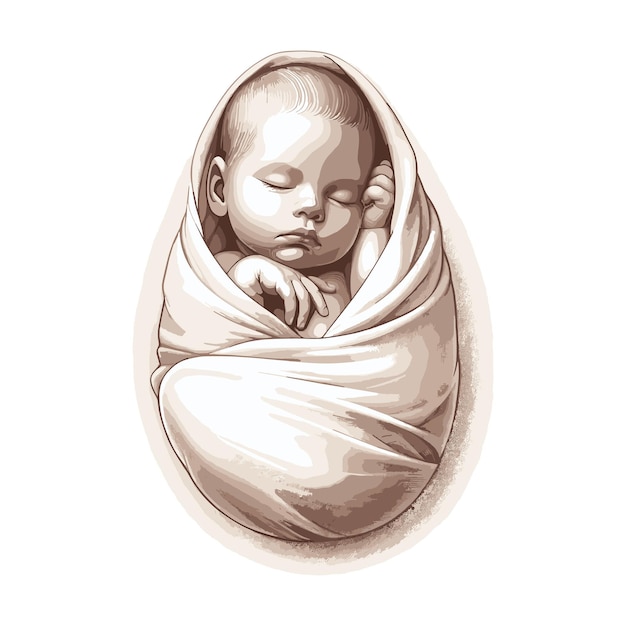 Vector a baby wrapped in a blanket innocence and sweetness sleeping of infant baby