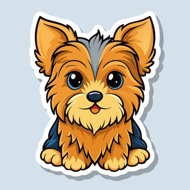 Vector baby yorkshire terrier dog sticker vector illustration cartoon