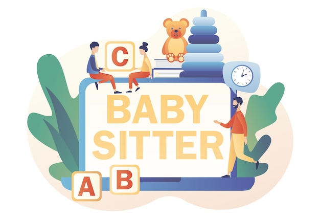 Babysitter service online. Nanny occupation. Babysitting club. Childcare assistance. Family