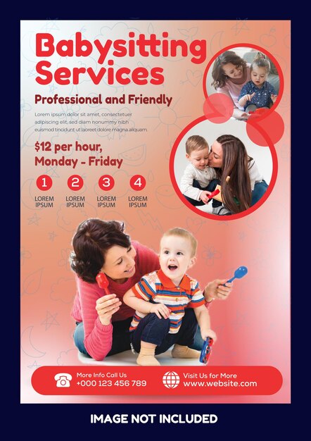 Vector babysitting and baby care center flyer concept