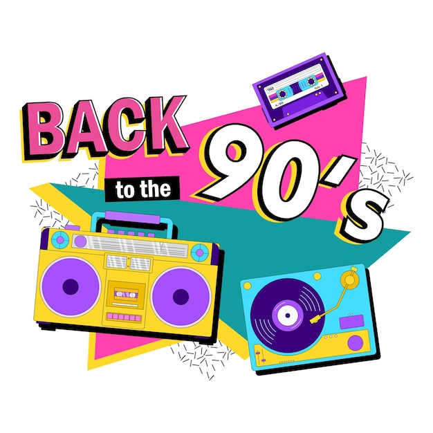 Back in to 90's. Forever young. The 90's style label. Let's go retro party 90's